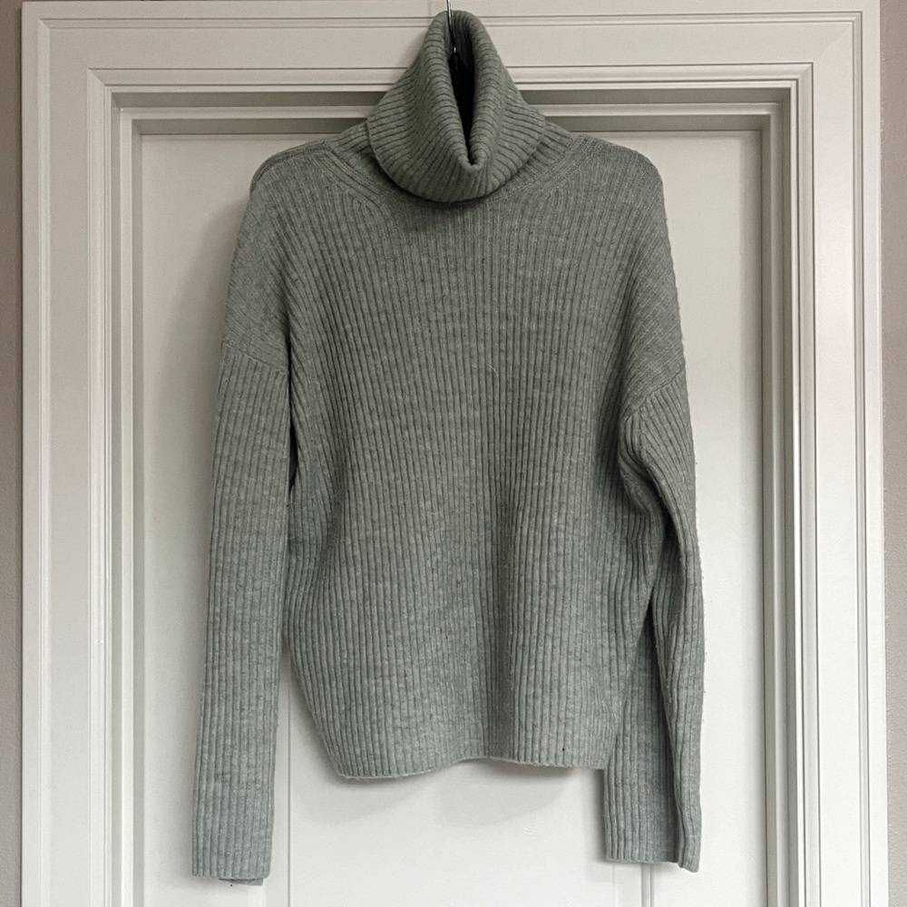H&M Ribbed Muted Sage Turtleneck Sweater